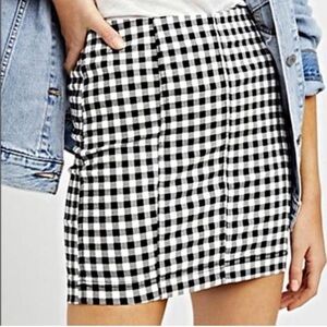 Free People Black and White Gingham Mini Skirt